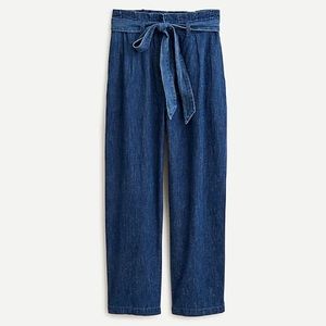 NWT J.CREW Womens Paper Bag Pant / Jeans in Chambray with Tie Belt | Size 12